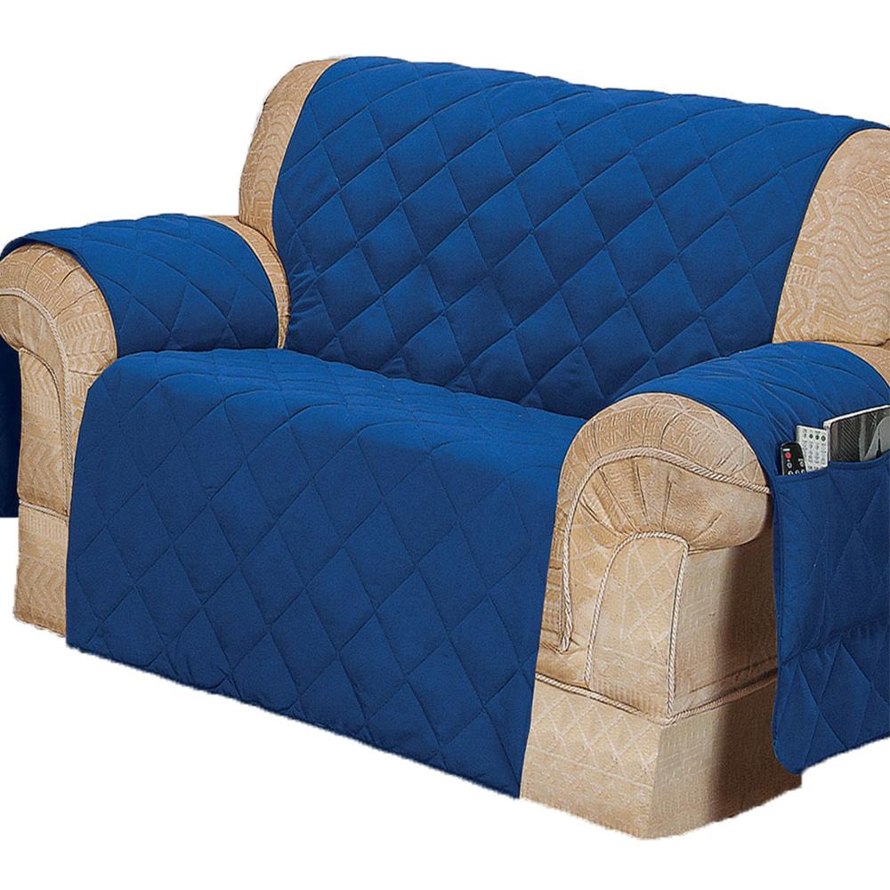 Protetor Para Sofá De 02 Lugares Com Assento De 1,40M Microfibra Matelado - Azul Protetor Para Sofá De 02 Lugares Com Assento De 1,40M Microfibra Matelado - Azul