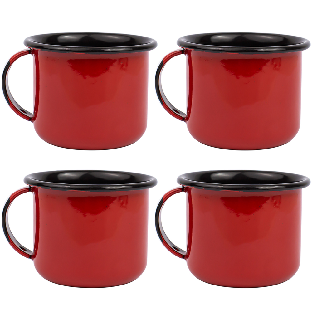 Jogo 4 Canecas Esmaltadas Retrô Vermelhas 90ml Xícaras Ágata Para Café Chá Jogo 4 Canecas Esmaltadas Retrô Vermelhas 90ml Xícaras Ágata Para Café Chá
