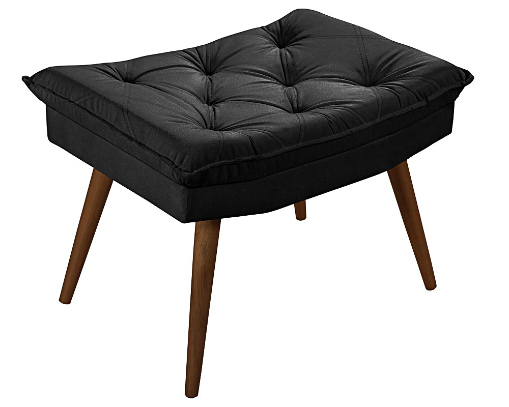 Banqueta Puff Rubi Essencial Estofados Cor Preto Banqueta Puff Rubi Essencial Estofados Cor Preto