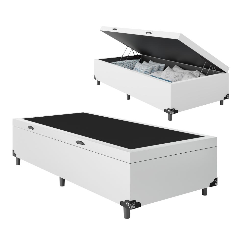 Baú Box Solteiro - 44x88x188cm - Couro Branco Baú Box Solteiro - 44x88x188cm - Couro Branco