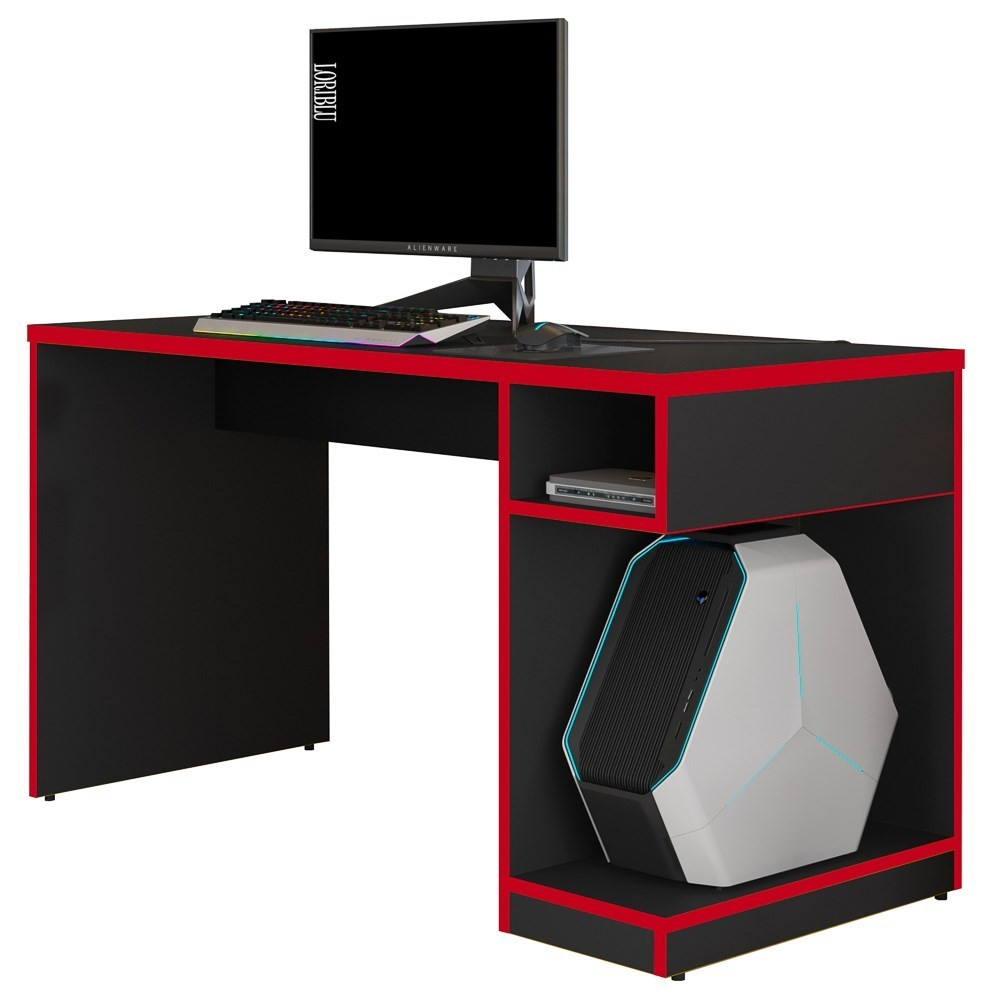 Mesa Para Computador Notebook Gamer X Preto/Vermelho - Fit Mobel Mesa Para Computador Notebook Gamer X Preto/Vermelho - Fit Mobel