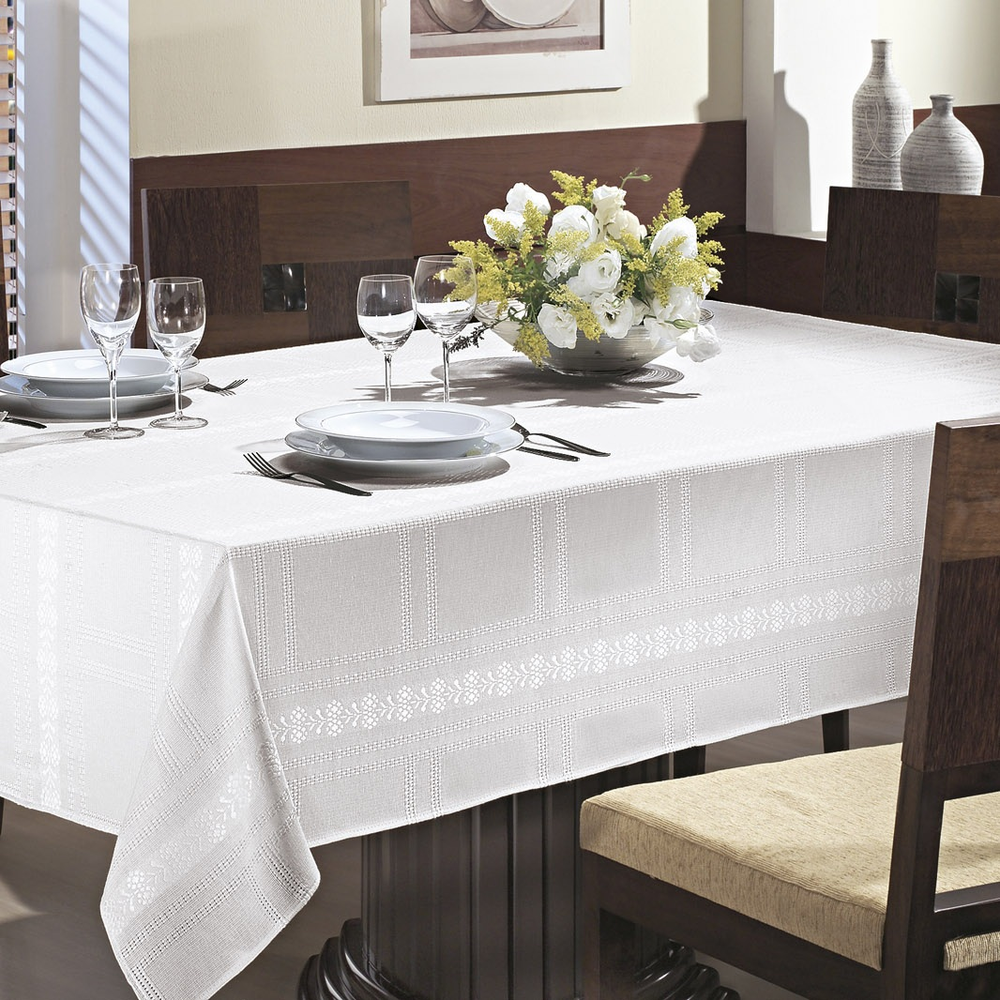 Toalha de Mesa Quadrada 4 Lugares Prática Jardim Branco Toalha de Mesa Quadrada 4 Lugares Prática Jardim Branco