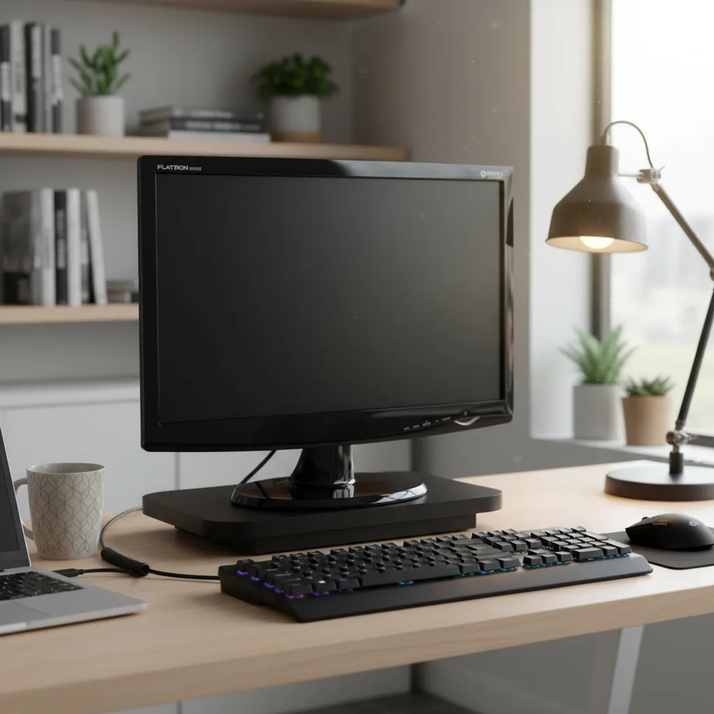 Suporte de Mesa Giratório 360° para Monitor Preto Suporte de Mesa Giratório 360° para Monitor Preto