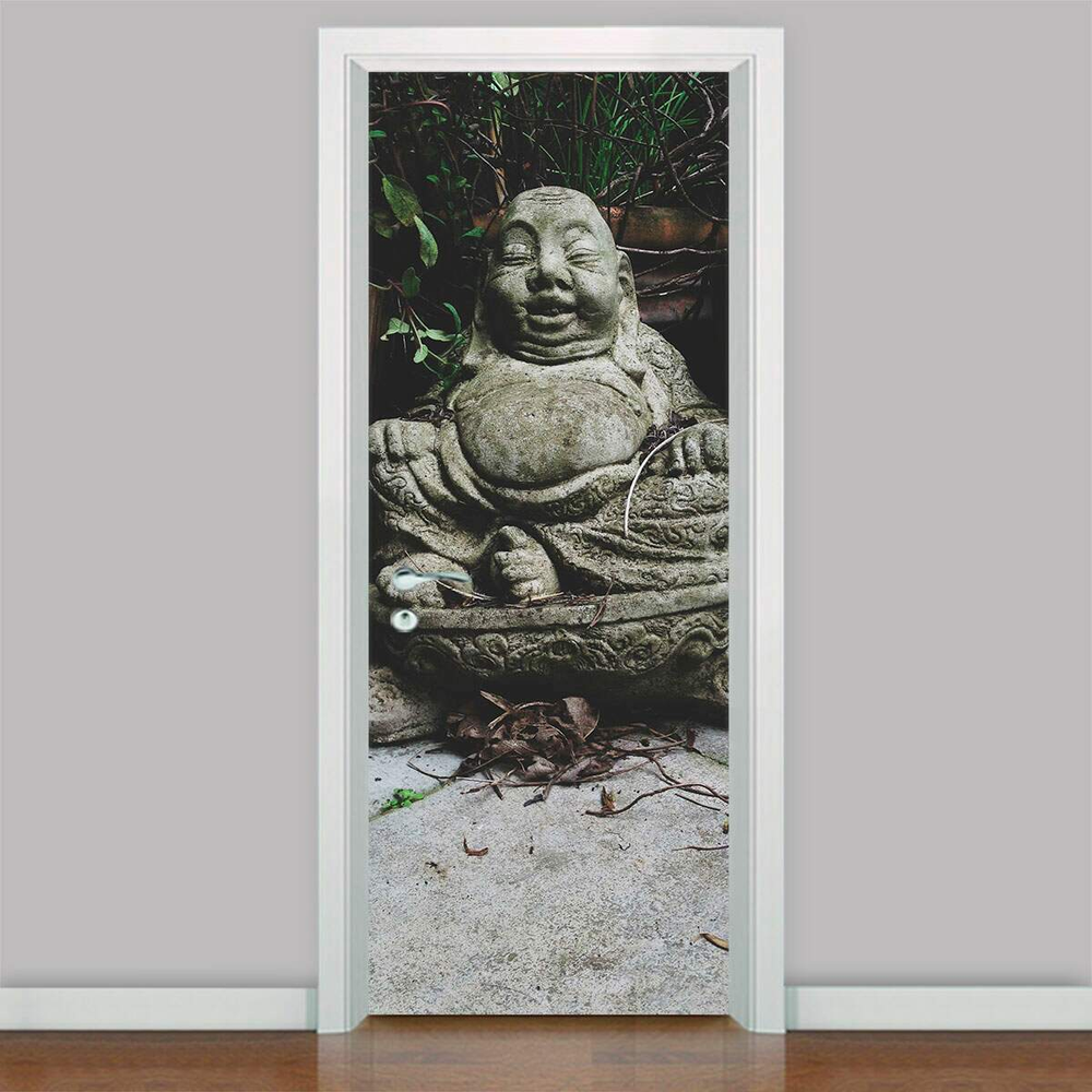 Adesivo para Porta Estátua de Buda 07-93X210Cm Adesivo para Porta Estátua de Buda 07-93X210Cm