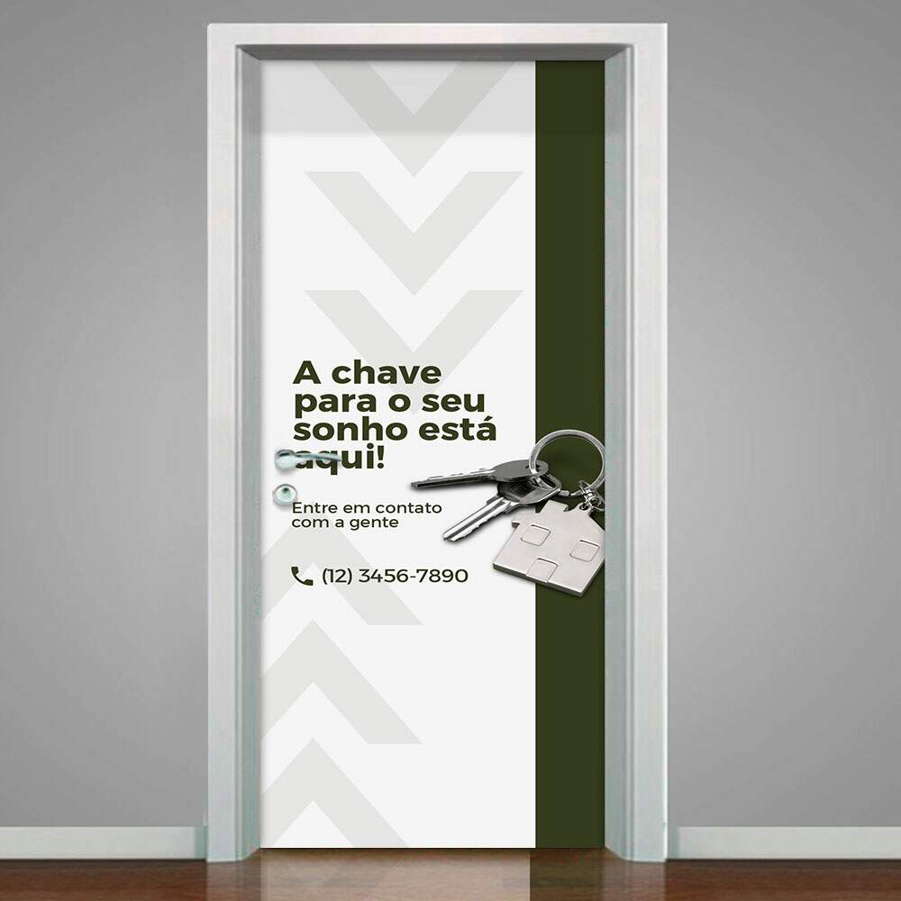Adesivo de Porta para Imobíliaria A Chave Para Seu Sonho-93X210Cm Adesivo de Porta para Imobíliaria A Chave Para Seu Sonho-93X210Cm
