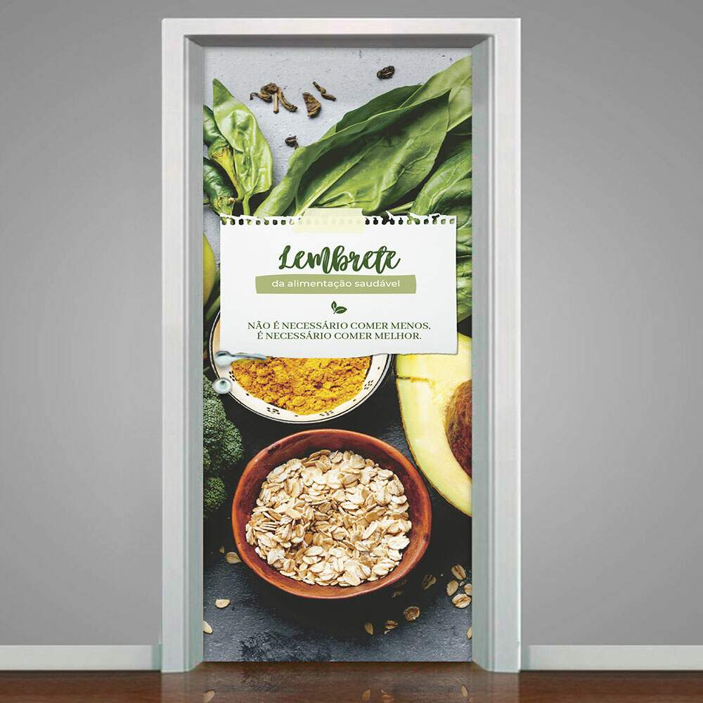 Adesivo de Porta para Nutricionista Lembrete da Alimentação Saudável-83X210Cm Adesivo de Porta para Nutricionista Lembrete da Alimentação Saudável-83X210Cm