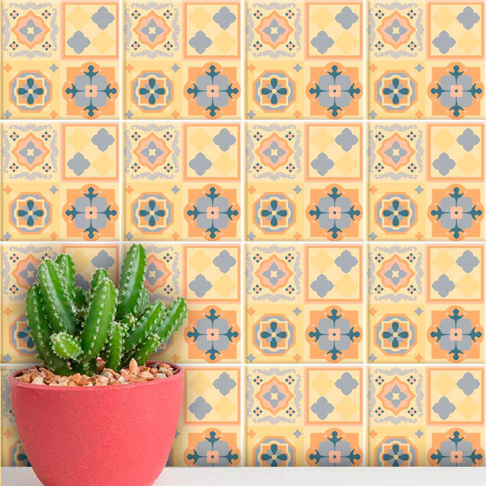 Adesivos de Azulejos Ladrilhos Hidráulicos Modelo 54-15x15cm Adesivos de Azulejos Ladrilhos Hidráulicos Modelo 54-15x15cm