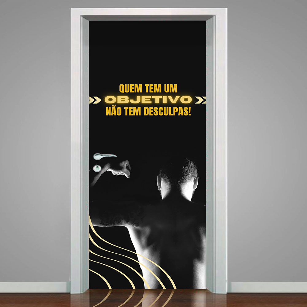 Adesivo de Porta para Academia Objetivo-63X210Cm Adesivo de Porta para Academia Objetivo-63X210Cm