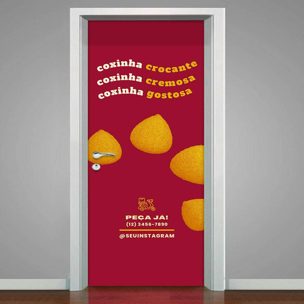 Adesivo de Porta Coxinha Crocante-93X210Cm Adesivo de Porta Coxinha Crocante-93X210Cm