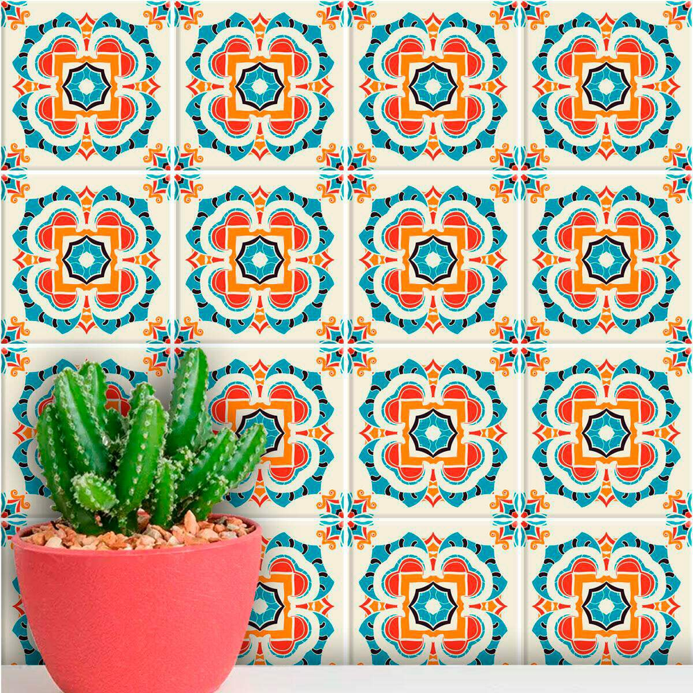Adesivos de Azulejos Ladrilhos Hidráulicos Modelo 188-20x20cm Adesivos de Azulejos Ladrilhos Hidráulicos Modelo 188-20x20cm