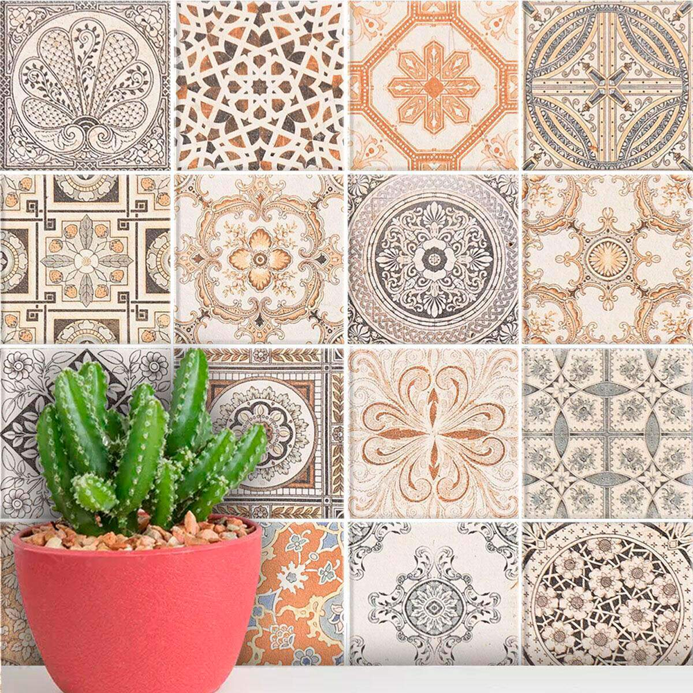Adesivos de Azulejos Ladrilhos Hidráulicos Modelo 132-20x20cm Adesivos de Azulejos Ladrilhos Hidráulicos Modelo 132-20x20cm