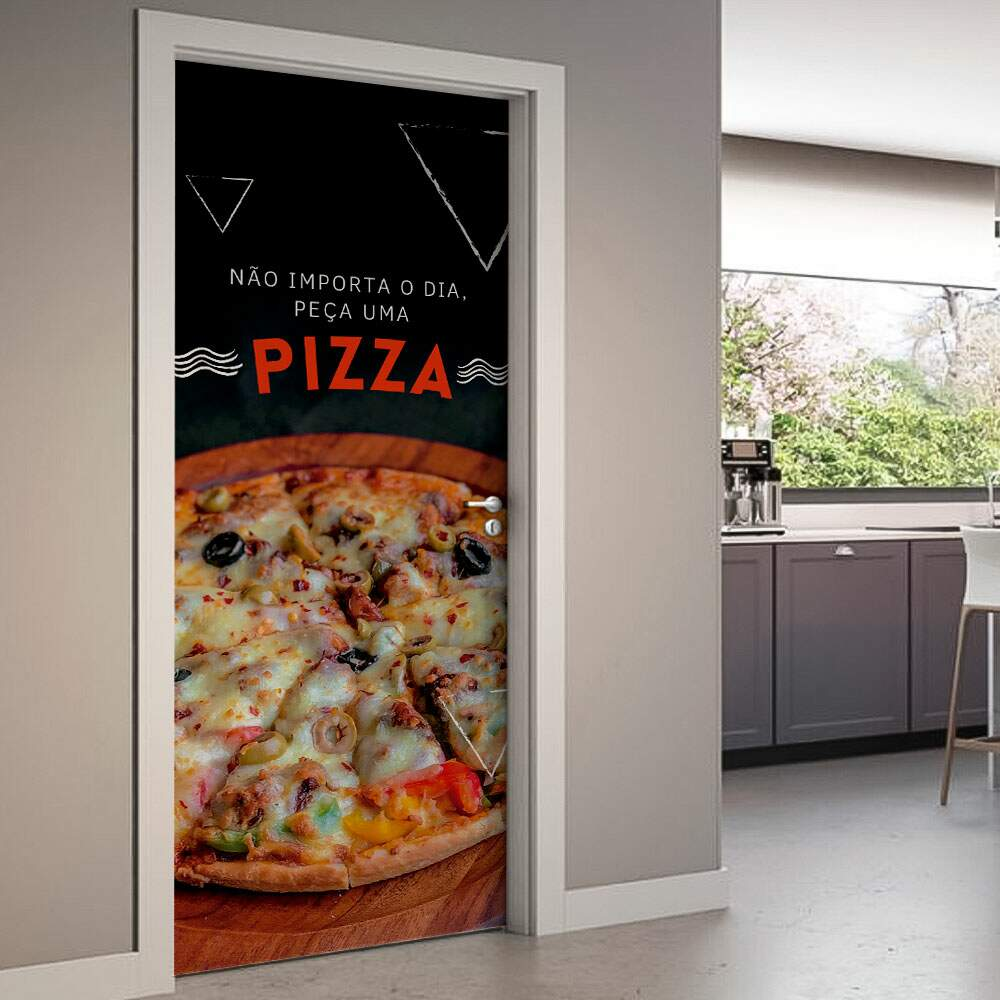 Adesivo de Porta Peça Uma Pizza-63X210Cm Adesivo de Porta Peça Uma Pizza-63X210Cm