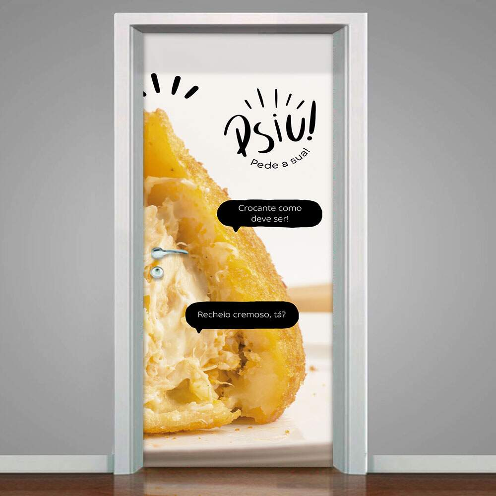 Adesivo de Porta Coxinha Psiu-93X210Cm Adesivo de Porta Coxinha Psiu-93X210Cm