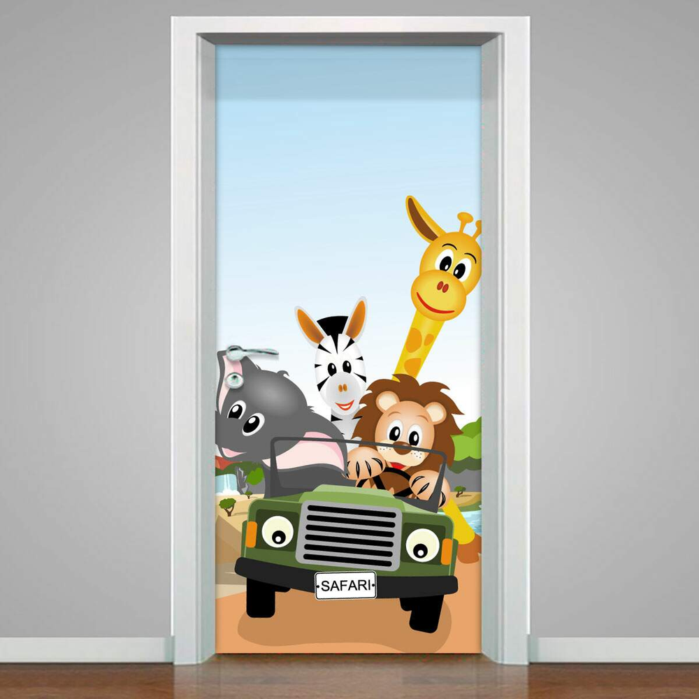 Adesivo para Porta Safari Animais-93X210Cm Adesivo para Porta Safari Animais-93X210Cm