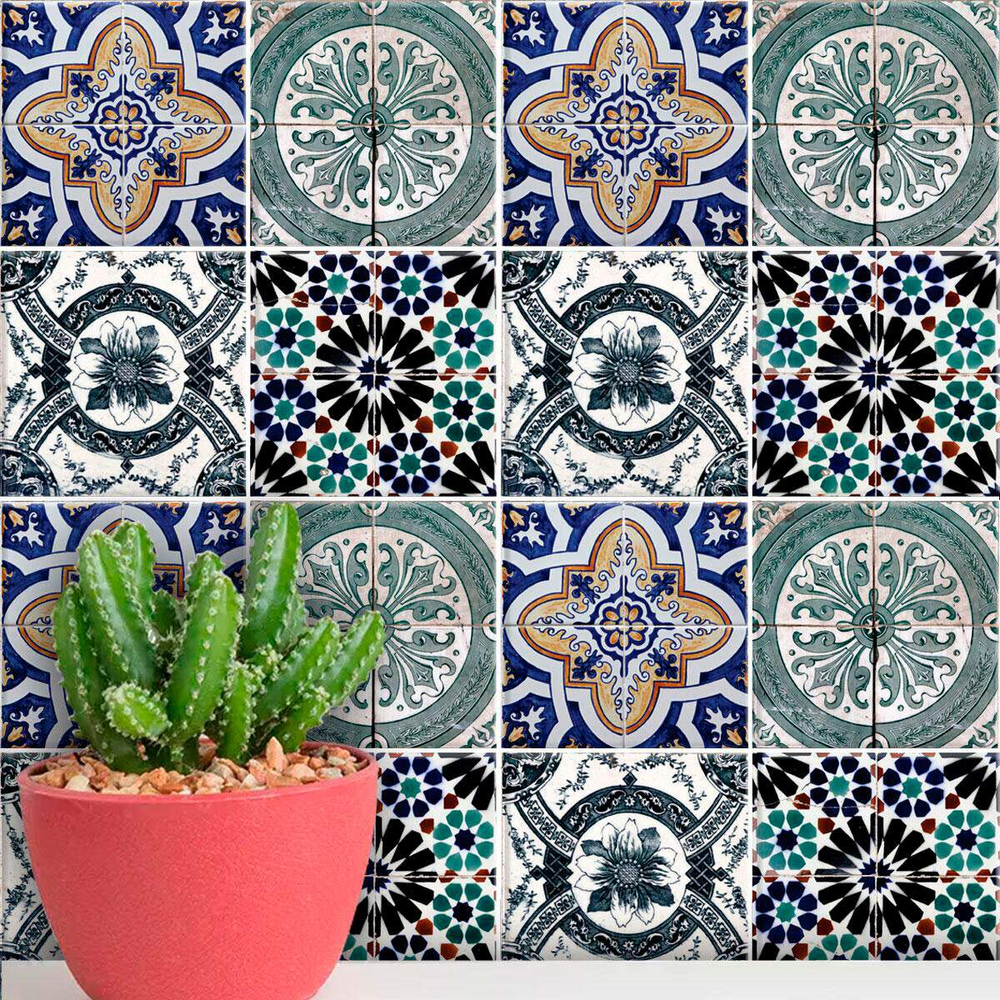 Adesivos de Azulejos Ladrilhos Hidráulicos Modelo 12-15x15cm Adesivos de Azulejos Ladrilhos Hidráulicos Modelo 12-15x15cm