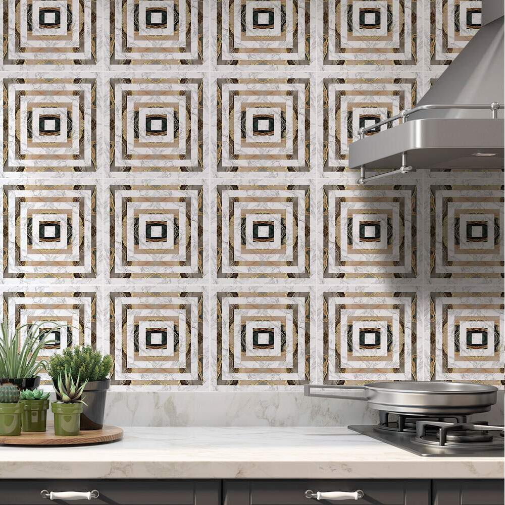 Adesivos de Azulejos Ladrilhos Cartela Mármore Dourado e Branco 17-20x20cm Adesivos de Azulejos Ladrilhos Cartela Mármore Dourado e Branco 17-20x20cm