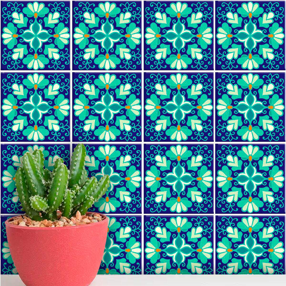 Adesivos de Azulejos Ladrilhos Hidráulicos Modelo 163-20x20cm Adesivos de Azulejos Ladrilhos Hidráulicos Modelo 163-20x20cm