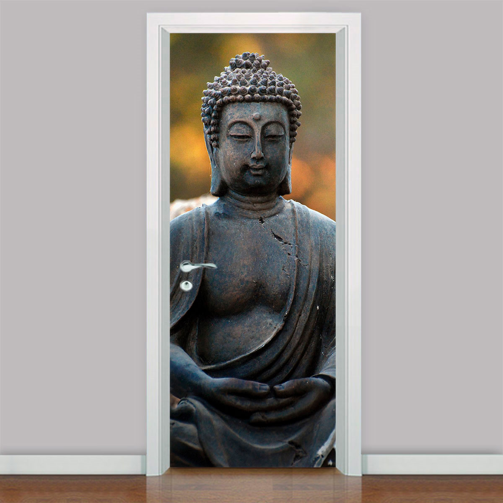 Adesivo para Porta Estátua de Buda 05-93X210Cm Adesivo para Porta Estátua de Buda 05-93X210Cm