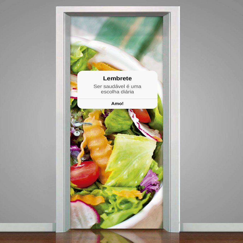 Adesivo de Porta para Nutricionista Lembrete de Ser Saudável-83X210Cm Adesivo de Porta para Nutricionista Lembrete de Ser Saudável-83X210Cm