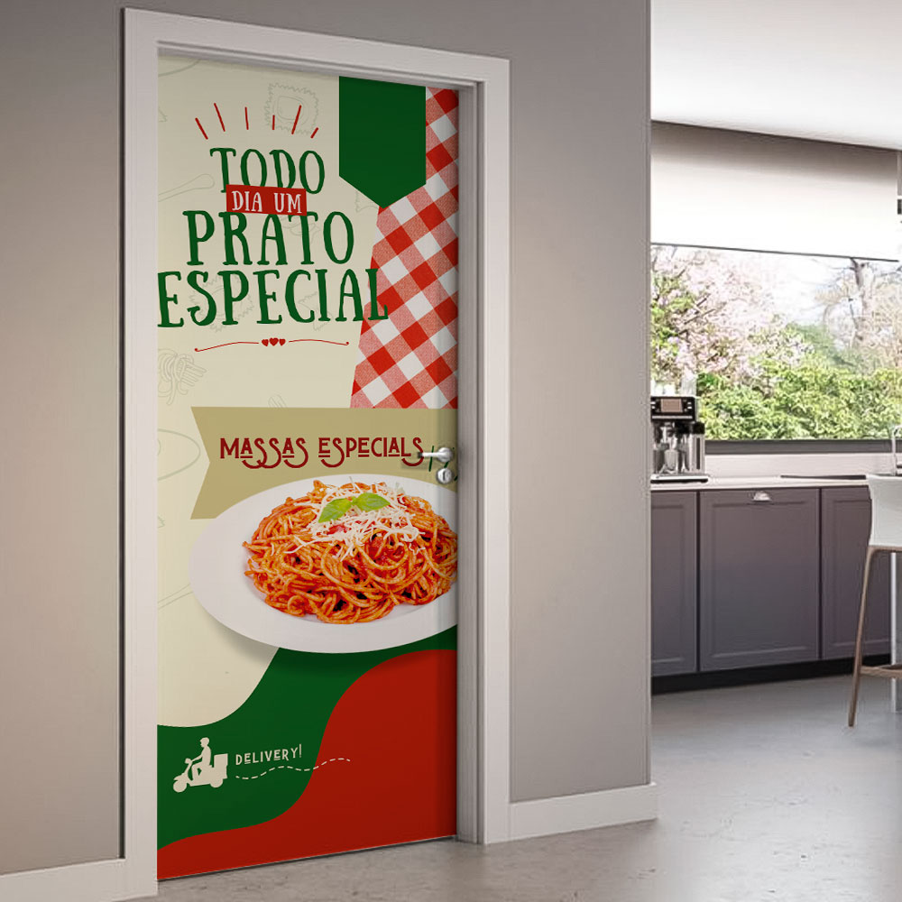 Adesivo de Porta Todo Dia Um Prato Especial-93X210Cm Adesivo de Porta Todo Dia Um Prato Especial-93X210Cm