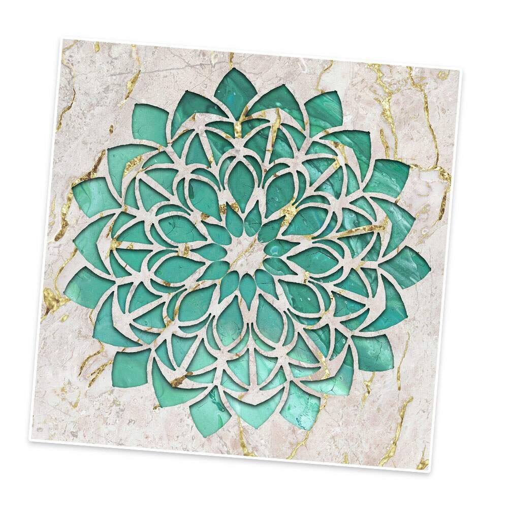 Adesivo para Azulejo Unitário Mármore Mandala Verde-20x20cm Adesivo para Azulejo Unitário Mármore Mandala Verde-20x20cm