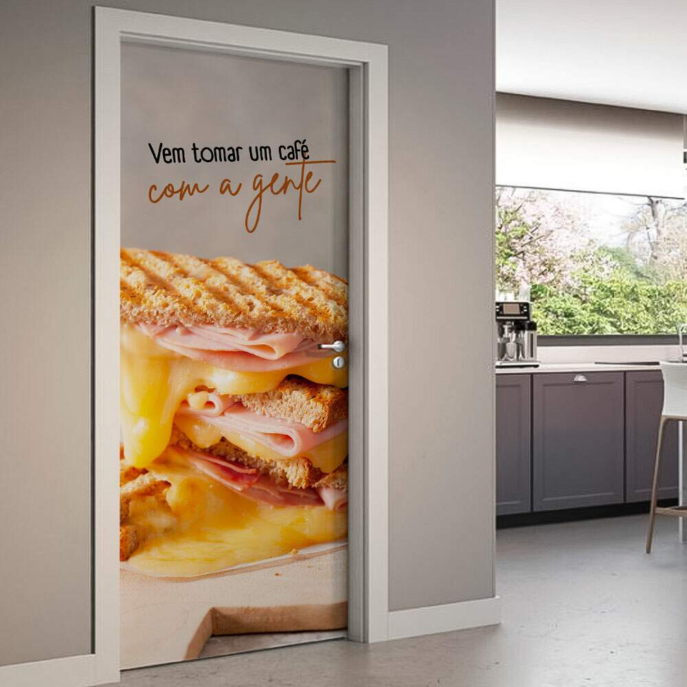 Adesivo de Porta Vem Tomar Um Café-93X210Cm Adesivo de Porta Vem Tomar Um Café-93X210Cm