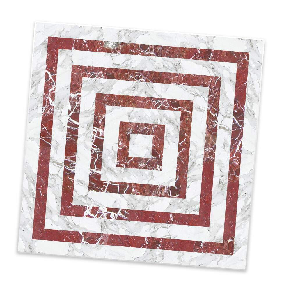 Adesivo para Azulejo Unitário Mármore Vermelho e Branco 18-20x20cm Adesivo para Azulejo Unitário Mármore Vermelho e Branco 18-20x20cm