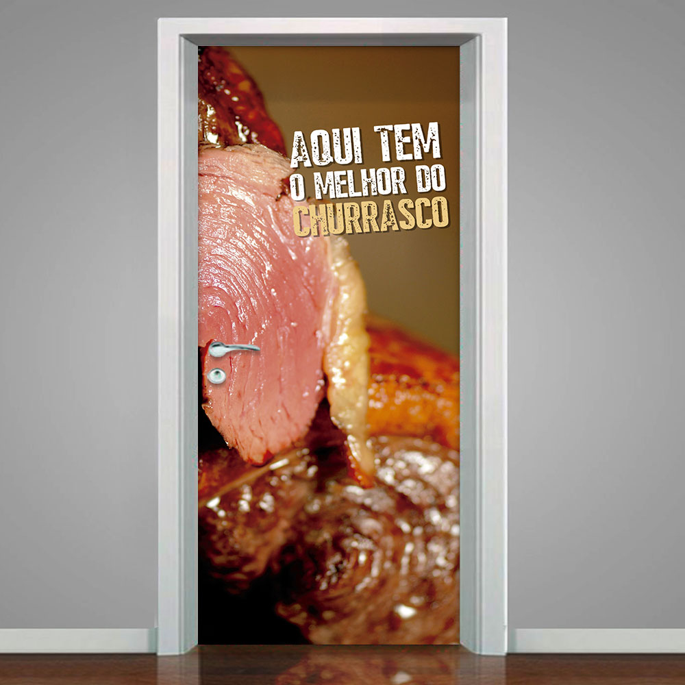 Adesivo de Porta Aqui Tem O Melhor Churrasco-73X210Cm Adesivo de Porta Aqui Tem O Melhor Churrasco-73X210Cm