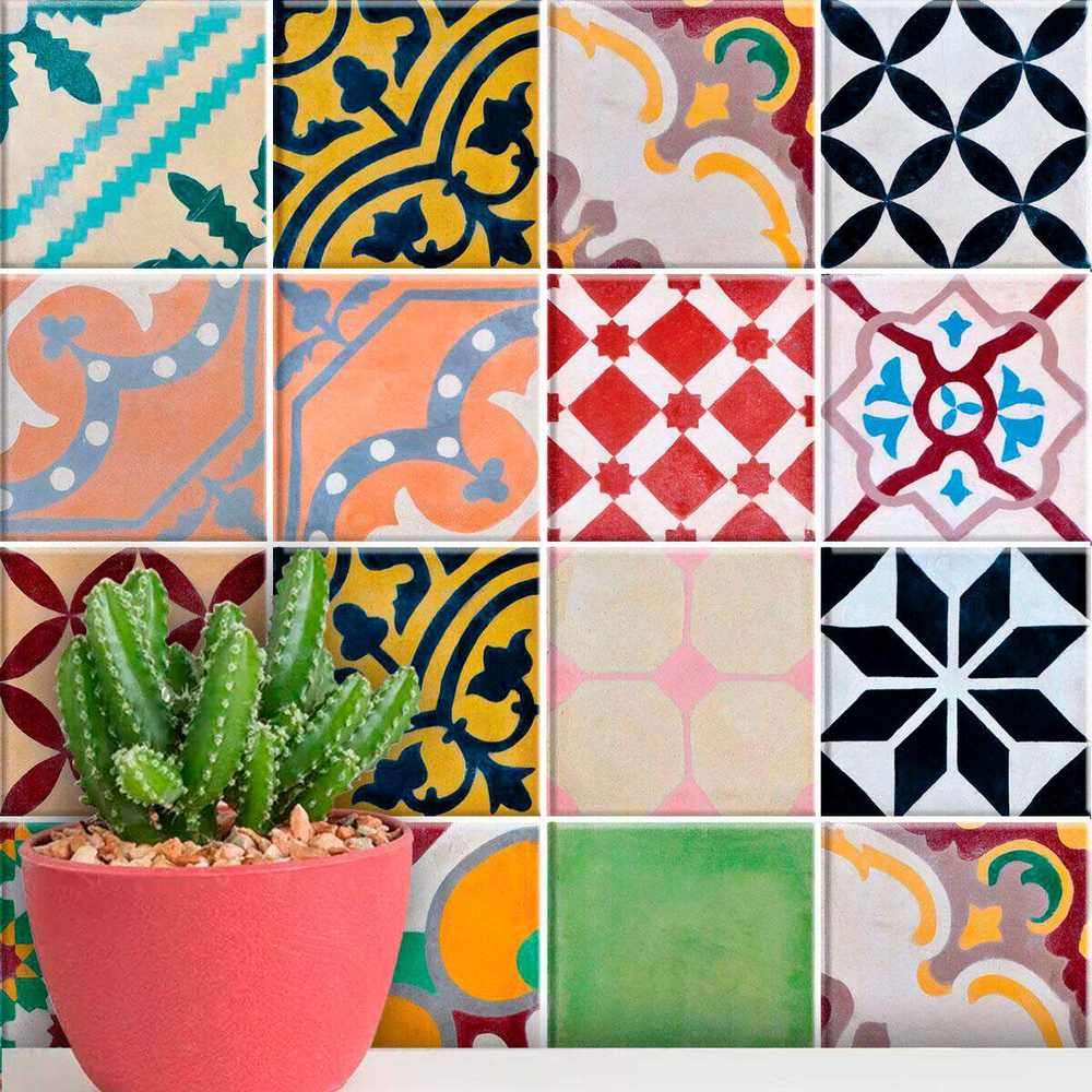 Adesivos de Azulejos Ladrilhos Hidráulicos Modelo 02-15x15cm Adesivos de Azulejos Ladrilhos Hidráulicos Modelo 02-15x15cm