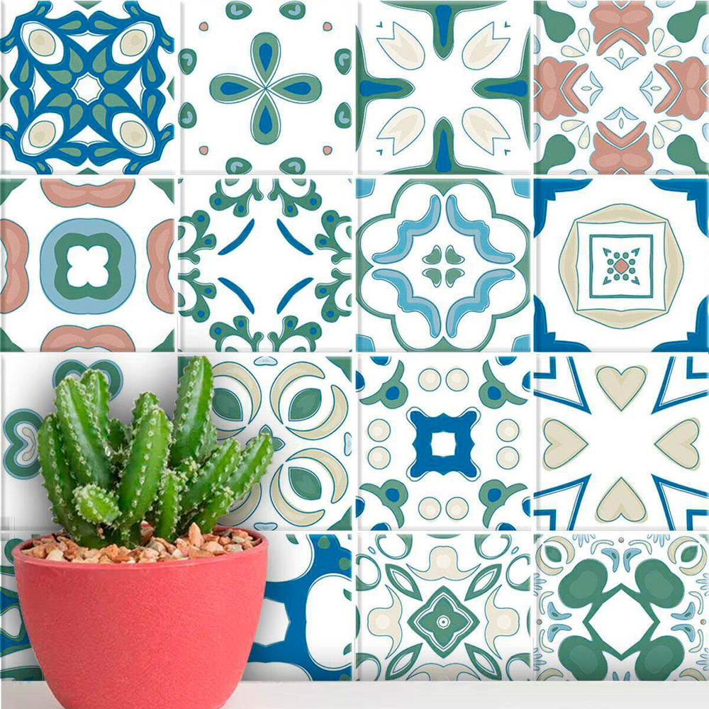 Adesivos de Azulejos Ladrilhos Hidráulicos Modelo 123-20x20cm Adesivos de Azulejos Ladrilhos Hidráulicos Modelo 123-20x20cm