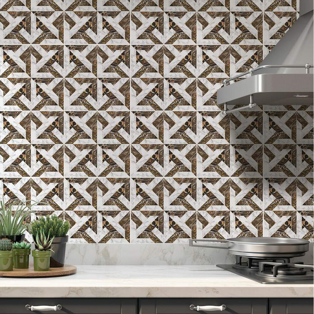 Adesivos de Azulejos Ladrilhos Cartela Mármore Marrom e Branco 04-10x10cm Adesivos de Azulejos Ladrilhos Cartela Mármore Marrom e Branco 04-10x10cm