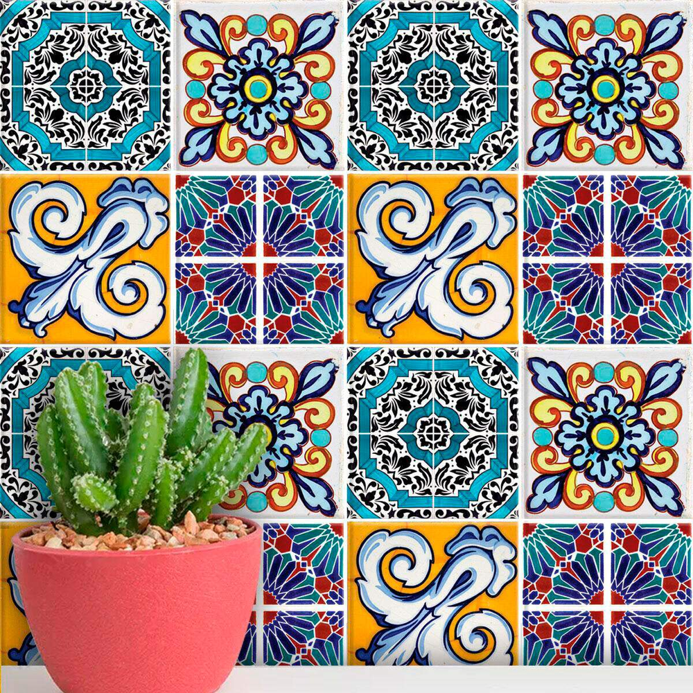 Adesivos de Azulejos Ladrilhos Hidráulicos Modelo 16-15x15cm Adesivos de Azulejos Ladrilhos Hidráulicos Modelo 16-15x15cm