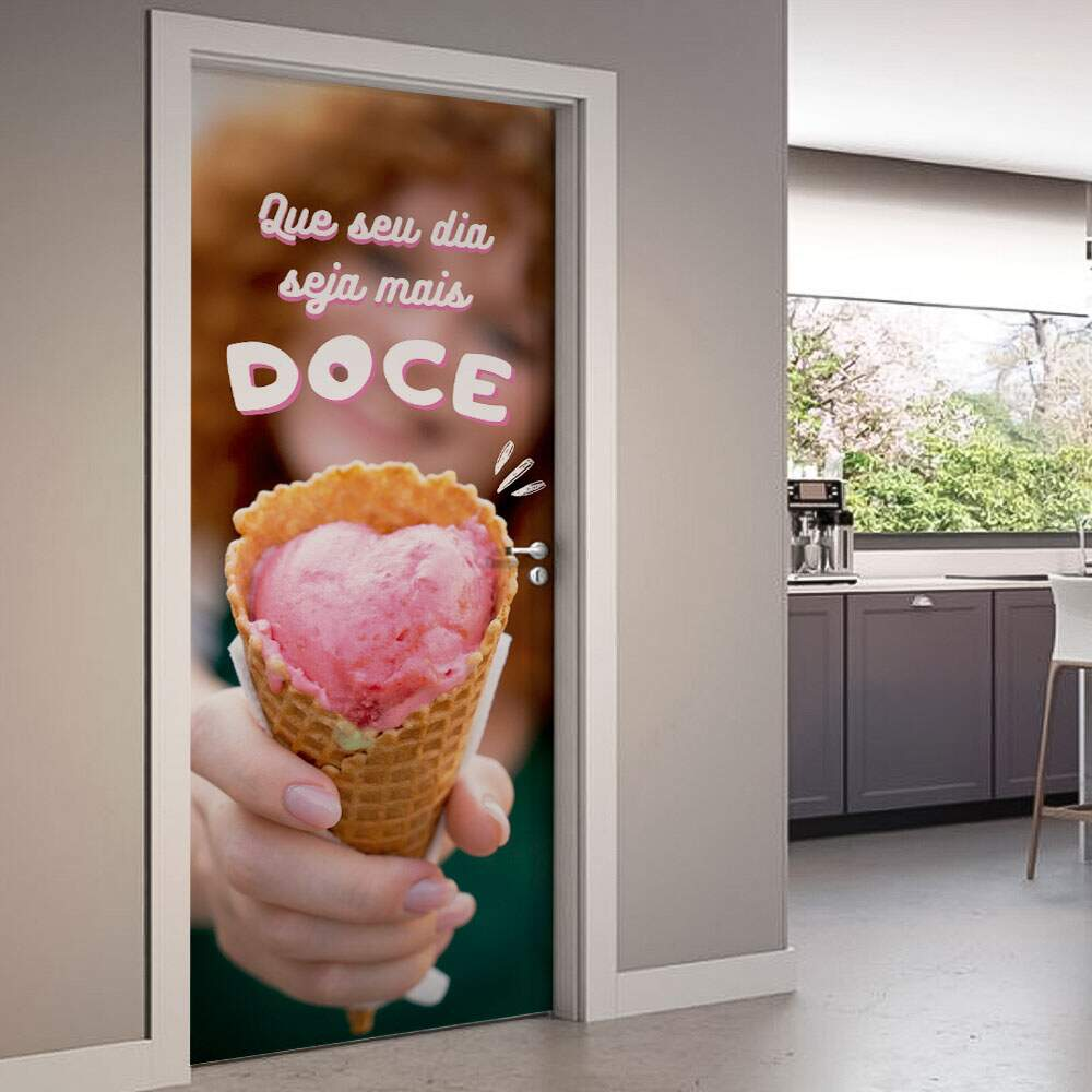 Adesivo de Porta Que Seu Dia Seja Mais Doce-63X210Cm Adesivo de Porta Que Seu Dia Seja Mais Doce-63X210Cm