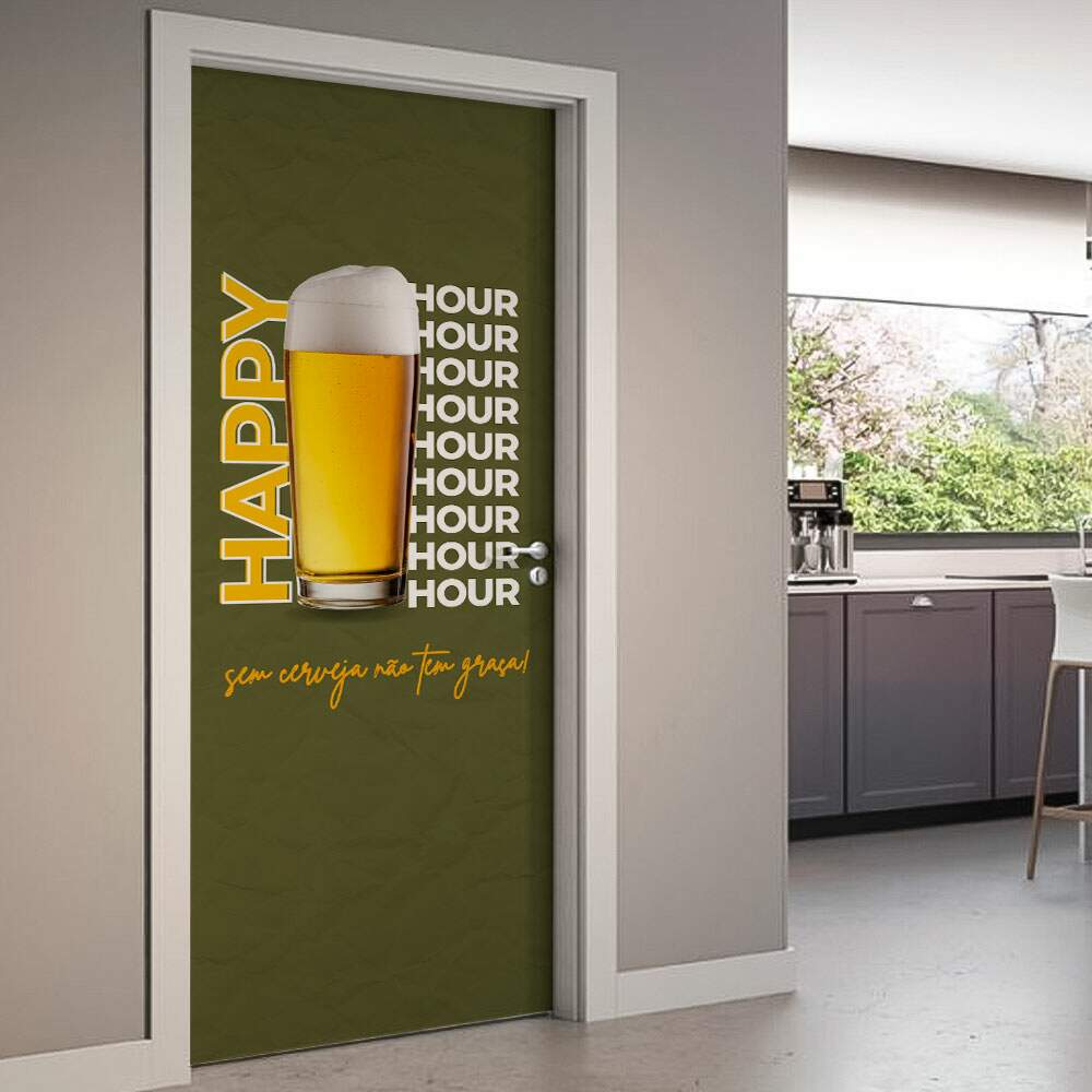 Adesivo de Porta para Bar Sem Cerveja Não Tem Graça-83X210Cm Adesivo de Porta para Bar Sem Cerveja Não Tem Graça-83X210Cm