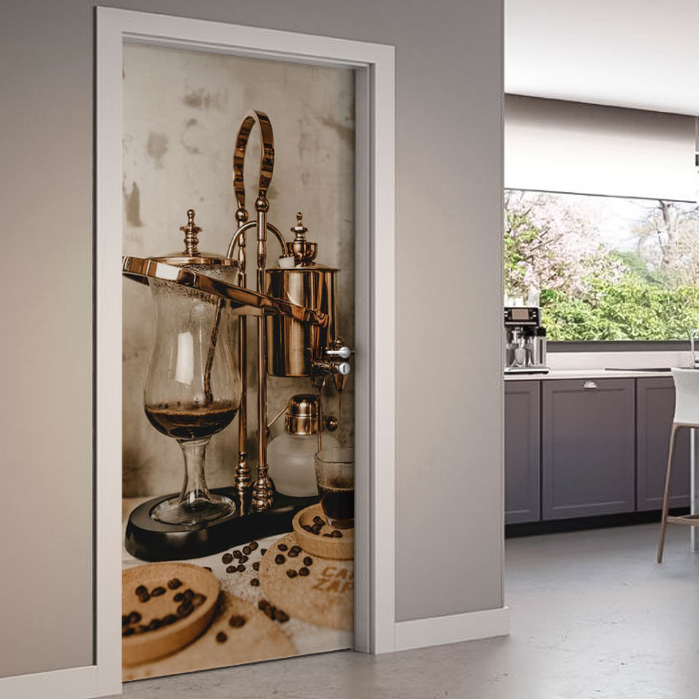 Adesivo de Porta Produzindo Café-93X210Cm Adesivo de Porta Produzindo Café-93X210Cm