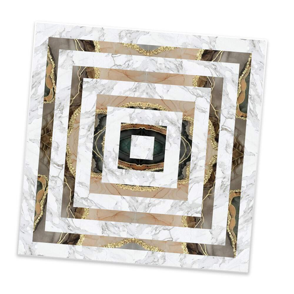 Adesivo para Azulejo Unitário Mármore Dourado e Branco 17-20x20cm Adesivo para Azulejo Unitário Mármore Dourado e Branco 17-20x20cm