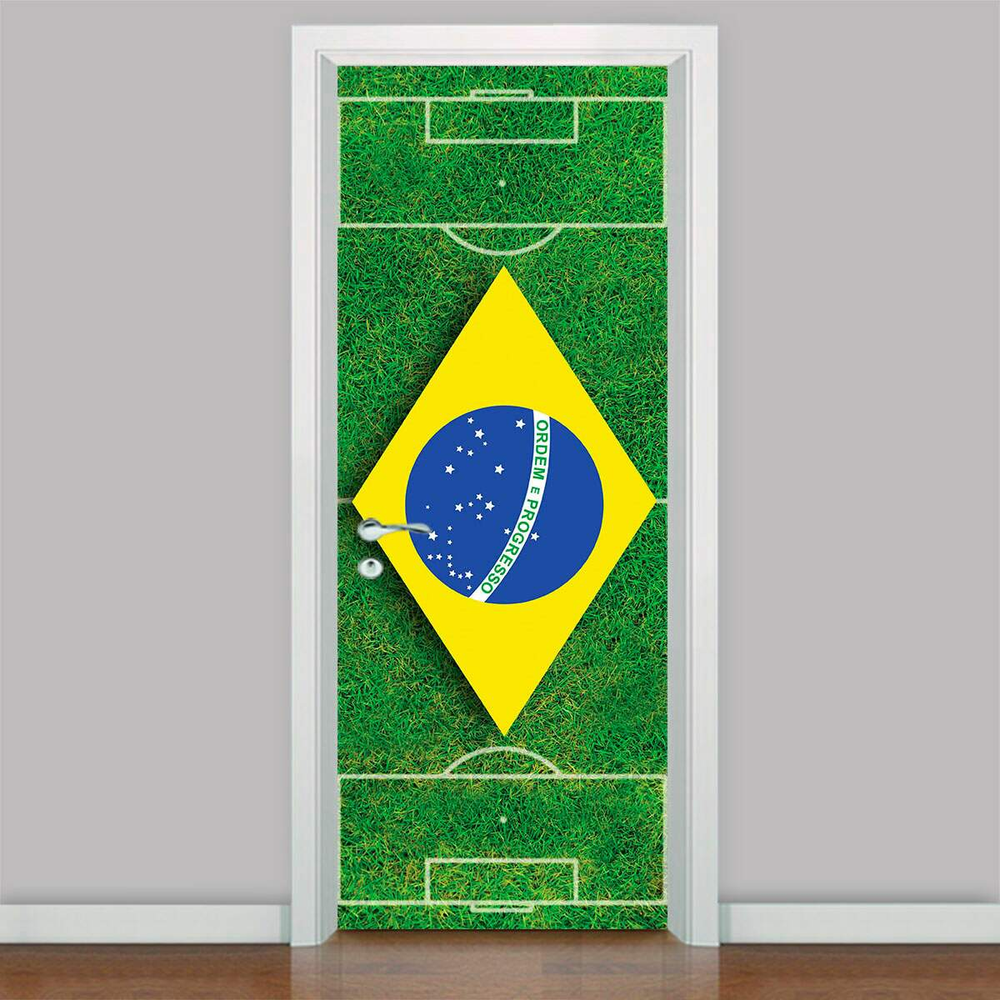 Adesivo para Porta Campo de Futebol Brasil-73X210Cm Adesivo para Porta Campo de Futebol Brasil-73X210Cm