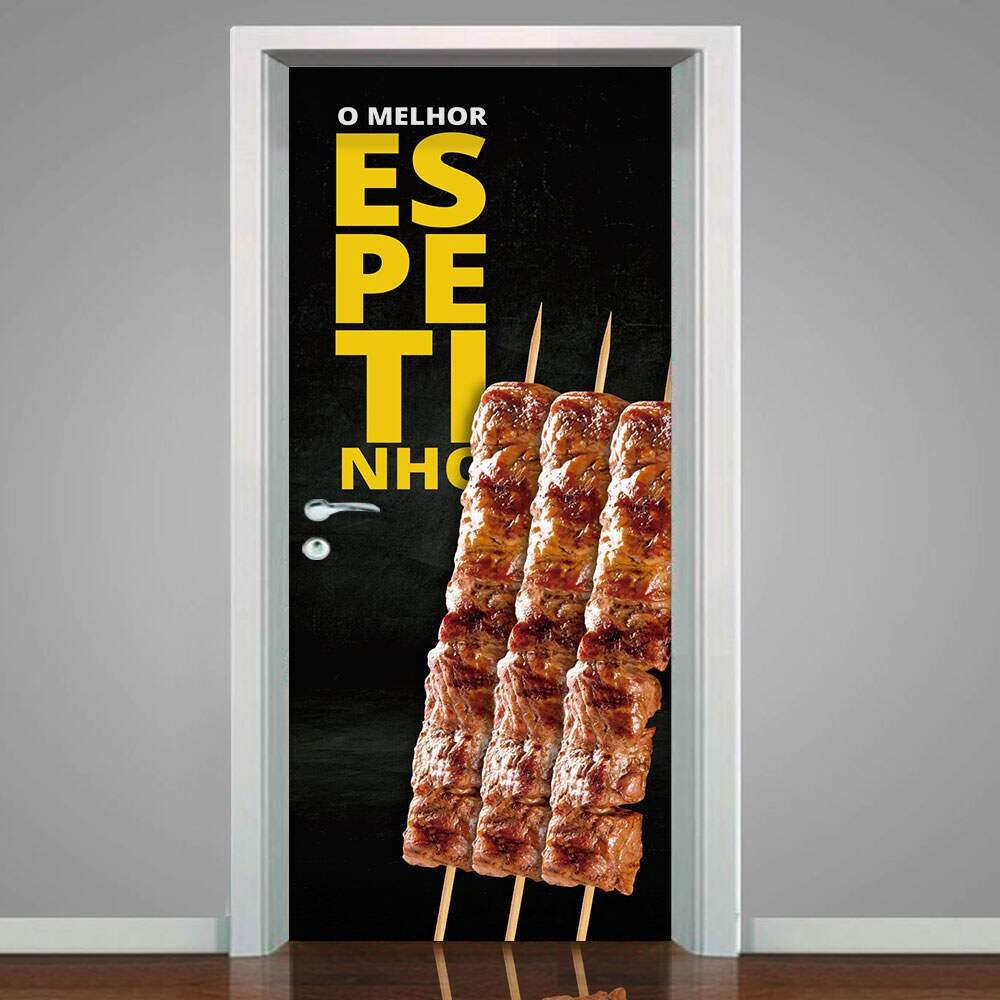 Adesivo de Porta O Melhor Espetinho-83X210Cm Adesivo de Porta O Melhor Espetinho-83X210Cm