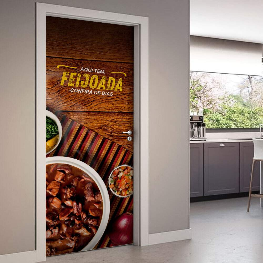 Adesivo de Porta Aqui Tem Feijoada-63X210Cm Adesivo de Porta Aqui Tem Feijoada-63X210Cm