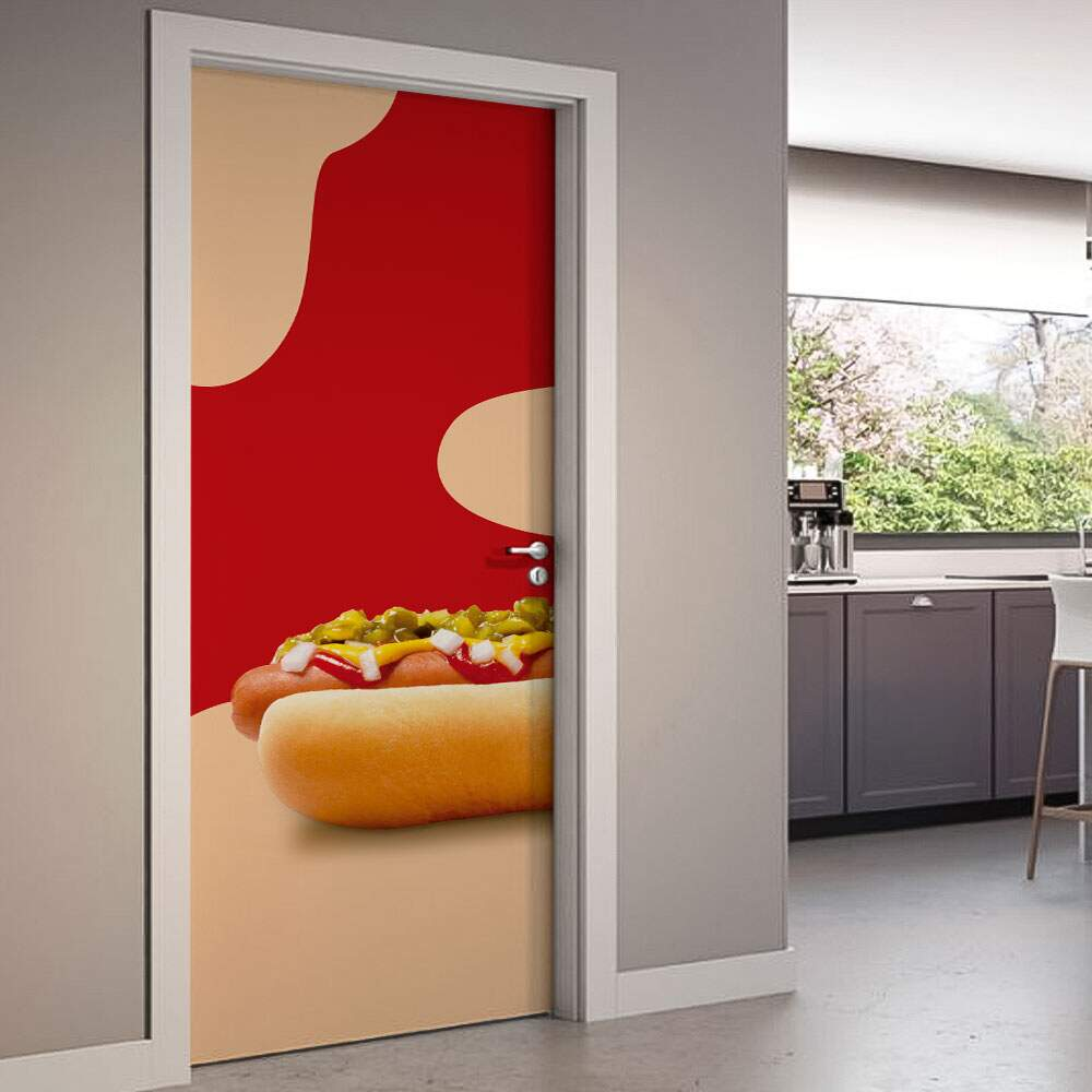 Adesivo de Porta Cachorro Quente-73X210Cm Adesivo de Porta Cachorro Quente-73X210Cm