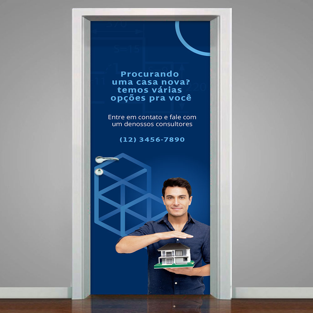 Adesivo de Porta para Imobíliaria Procurando Uma Casa Nova?-73X210Cm Adesivo de Porta para Imobíliaria Procurando Uma Casa Nova?-73X210Cm