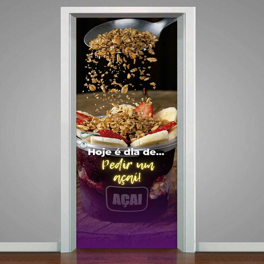 Adesivo de Porta Hoje é Dia de Pedir Açaí-63X210Cm Adesivo de Porta Hoje é Dia de Pedir Açaí-63X210Cm