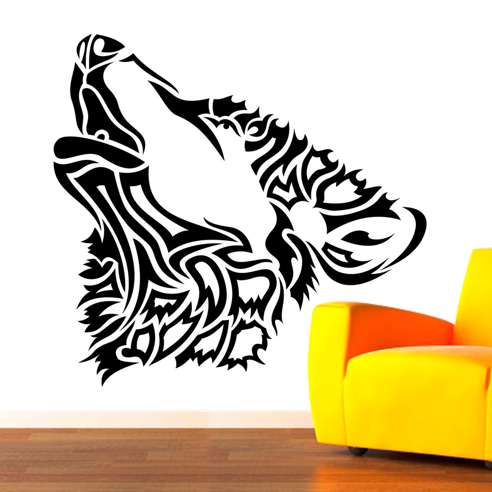Adesivo de Parede Lobo Tribal- Extra Grande 104x98cm Adesivo de Parede Lobo Tribal- Extra Grande 104x98cm