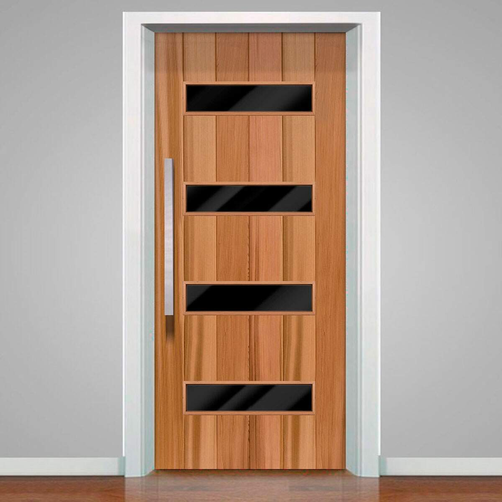 Adesivo para Porta Tema Madeira com Vidro 05-63X210Cm Adesivo para Porta Tema Madeira com Vidro 05-63X210Cm