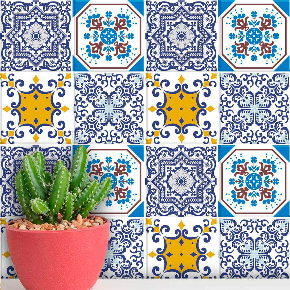 Adesivos de Azulejos Ladrilhos Hidráulicos Modelo 34-10x10cm Adesivos de Azulejos Ladrilhos Hidráulicos Modelo 34-10x10cm
