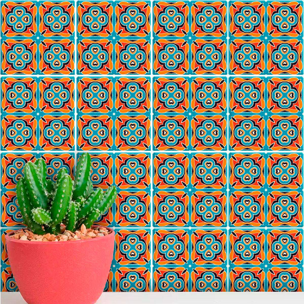 Adesivos de Azulejos Ladrilhos Hidráulicos Modelo 196-15x15cm Adesivos de Azulejos Ladrilhos Hidráulicos Modelo 196-15x15cm