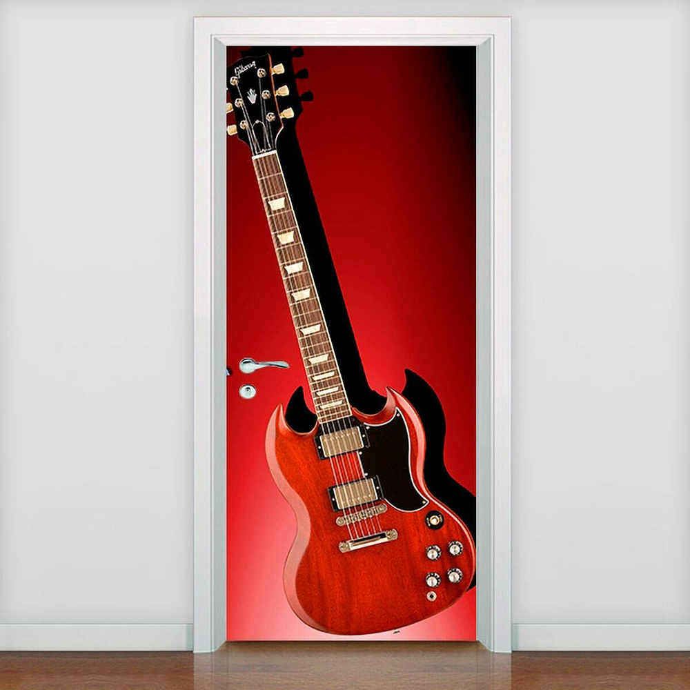 Adesivo para Porta Musica Guitarra SG vermelha-83X210Cm Adesivo para Porta Musica Guitarra SG vermelha-83X210Cm