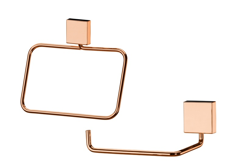 Kit banheiro lavabo 2 peças rosé gold Future porta toalha rosto e porta papel higiênico Kit banheiro lavabo 2 peças rosé gold Future porta toalha rosto e porta papel higiênico