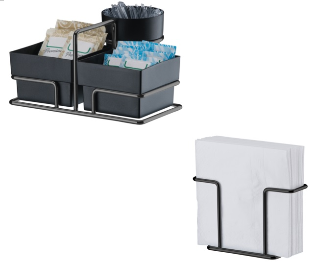 Kit mesa 2 peças Suporte Sachês e porta guardanapo Ônix Future 1156OX 1155OX Kit mesa 2 peças Suporte Sachês e porta guardanapo Ônix Future 1156OX 1155OX