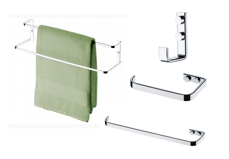 Kit lavabo banheiro acessorios 4 peças porta toalha duplo 45 cm, porta toalha rosto 30 cm, porta papel higienico, cabide Kit lavabo banheiro acessorios 4 peças porta toalha duplo 45 cm, porta toalha rosto 30 cm, porta papel higienico, cabide